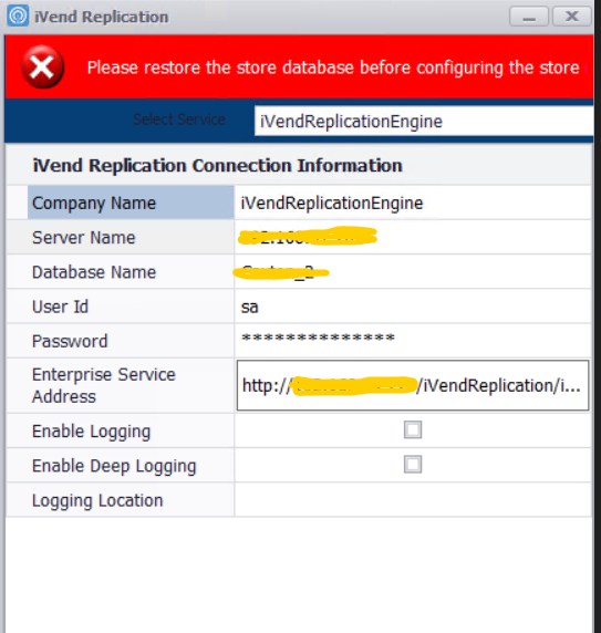 Restore the store database before configuring the store on Replication ...